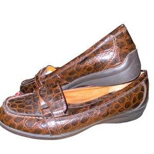 Brown leather loafers